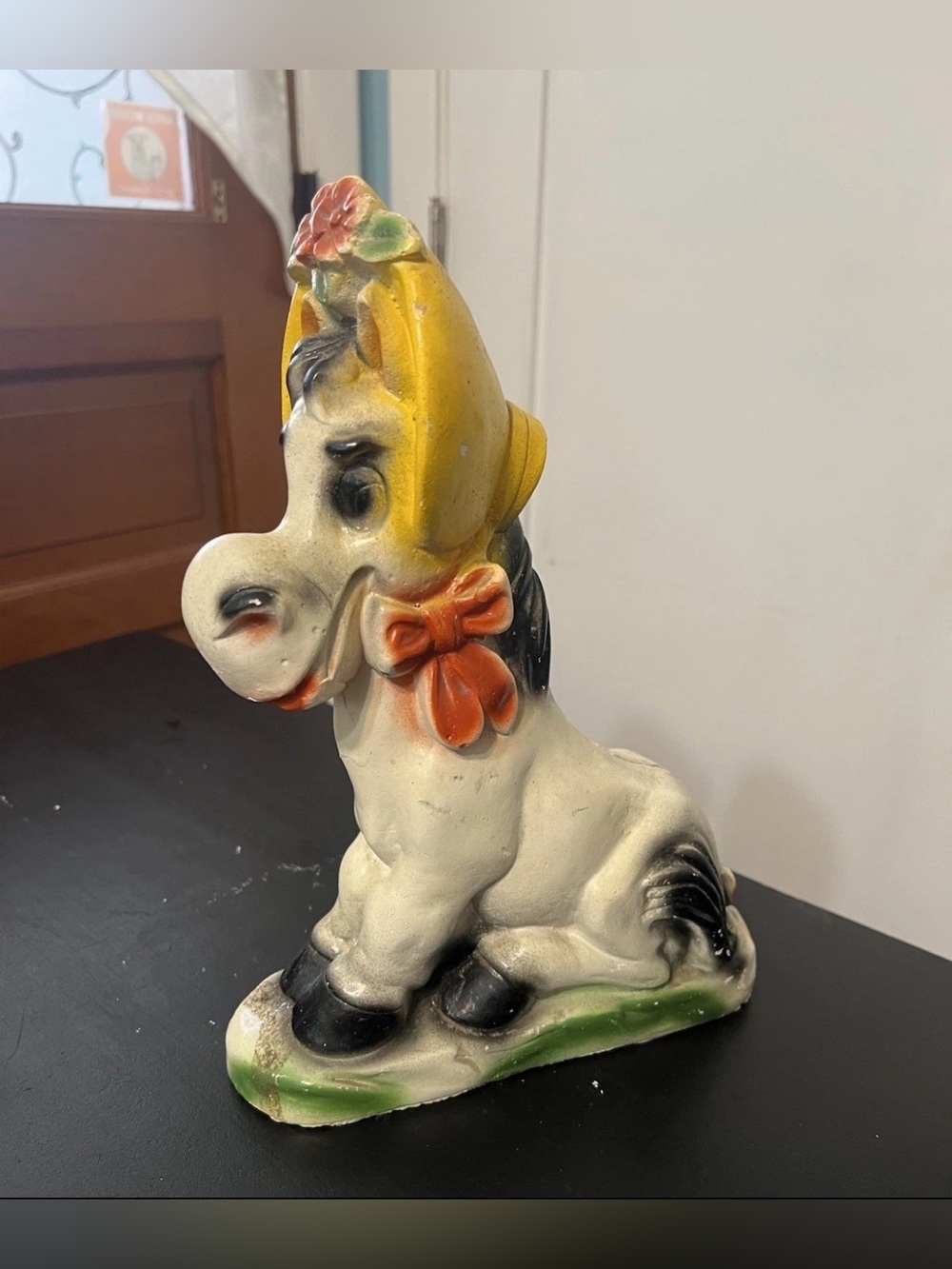 Vtg Large Chalkware Horse Figurine 11.5” Kitsch Nursery Decor MCM Storybook